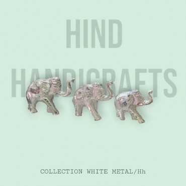 Elephant Family in White Metal 