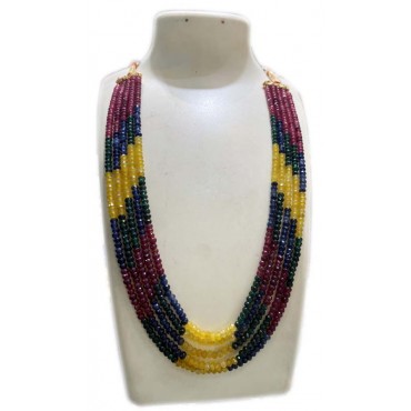      5 Layer Multicolored Gemstone Beads Necklace